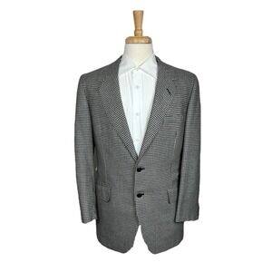 Oxxford Clothes White Black Herringbone Mens Half Lined Blazer Size 41L